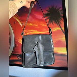 Charcoal Grey Leather Bag Vintage